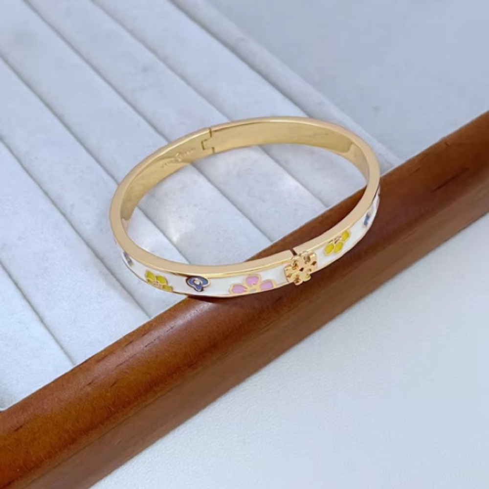 Tory Burch Gold-Tone Enamel Bracelet with Pink, Yellow, Blue Accents - Picture 3 of 3